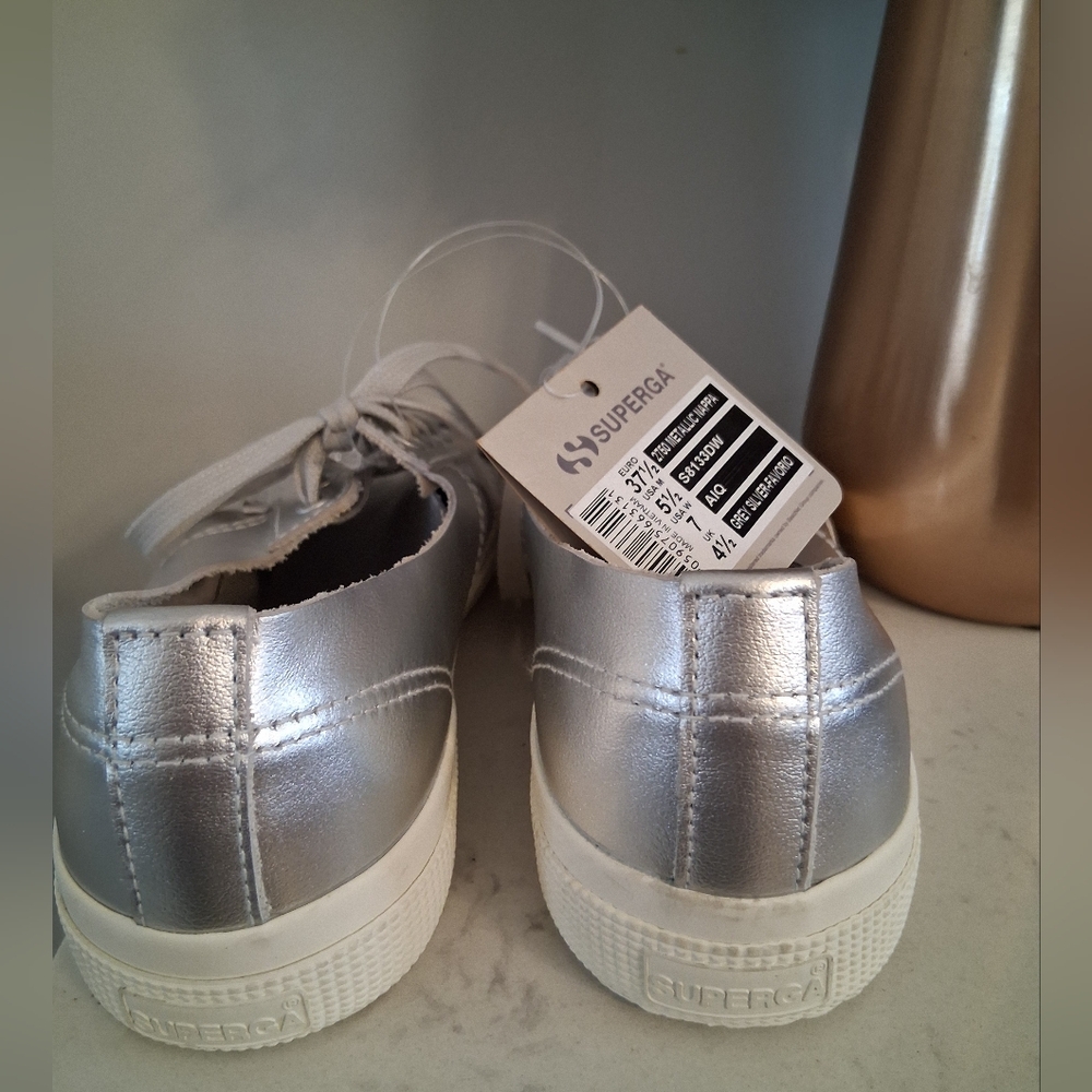Superga Silver Sneakers, Size 7, NEW - Picture 3 of 7